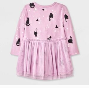 🆕️Cat & Jack Pink Dress with Black Cat Print